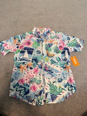 Gymboree Boys Tropical Button Up Shirt - Bon Voyage - Blue